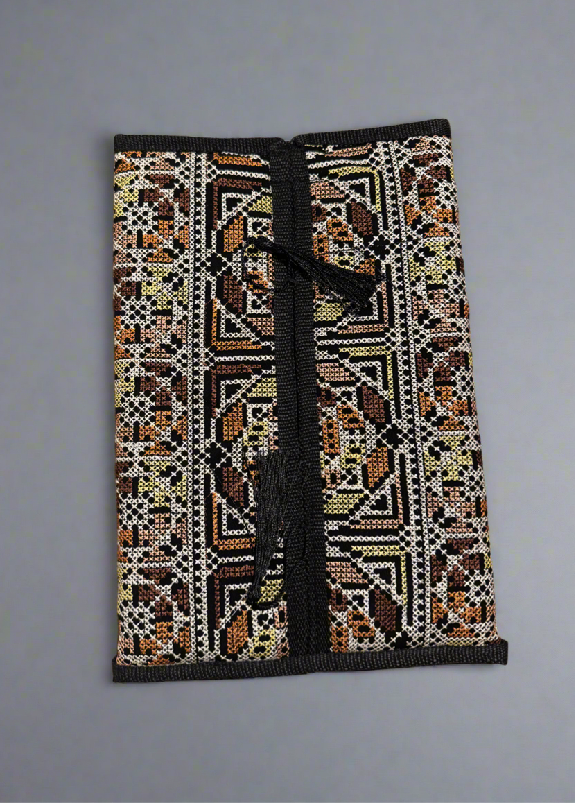 Tatreez Tissue Box | Red, Gold & Teal – Handcrafted Fabric Cover Made in Jordan