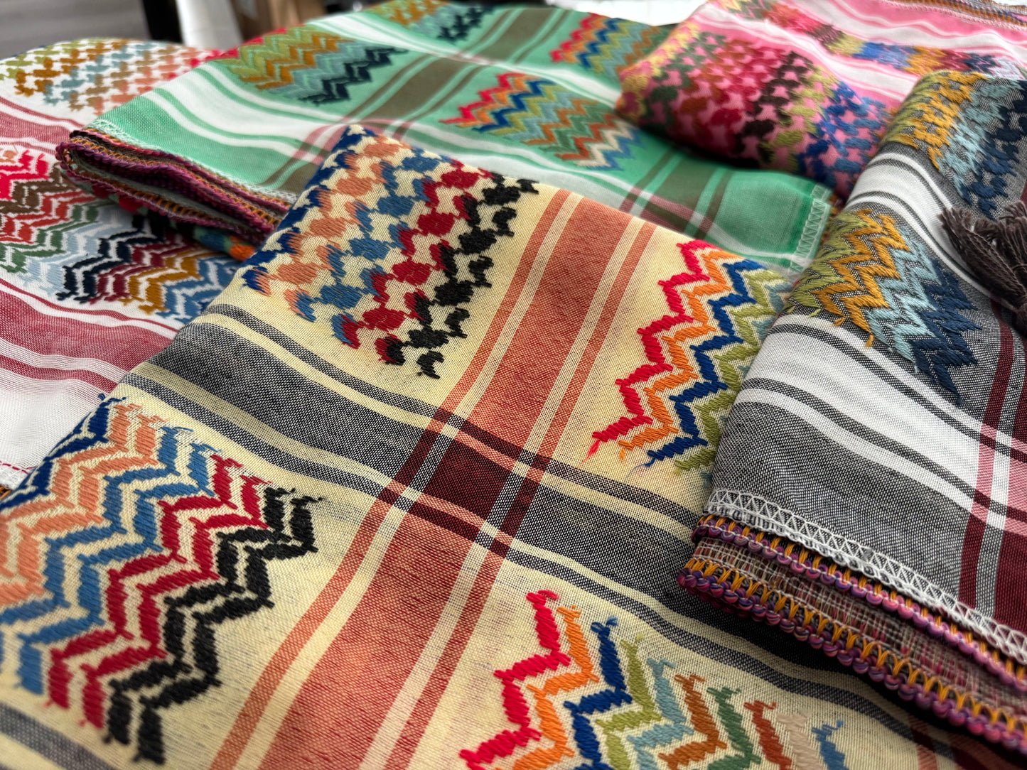 Vibrant Sky Blue Kufiya (Keffiyeh) | Made in Jordan