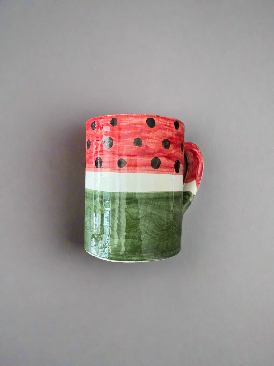 Handpainted Watermelon Mug - Made in Jordan by Palestinian Artisans