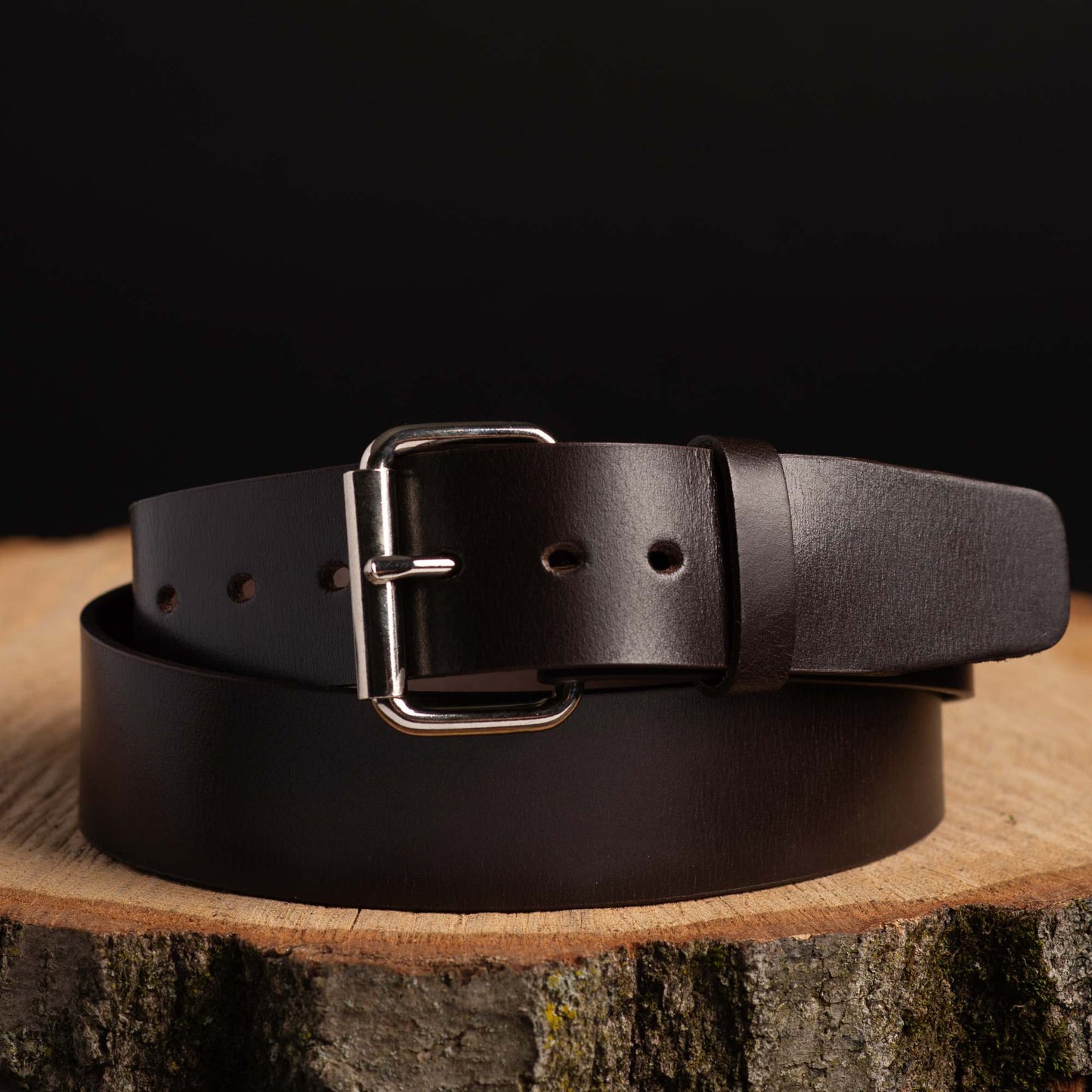 Black 45 mm 100% Full Grain Bridle Leather Belt for Jeans