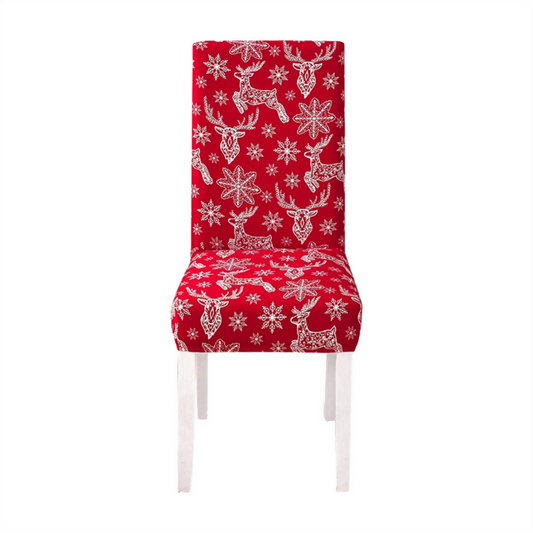 Anyhouz Chair Cover Red Christmas Snowflakes Design Stretchable Dining Slipcover