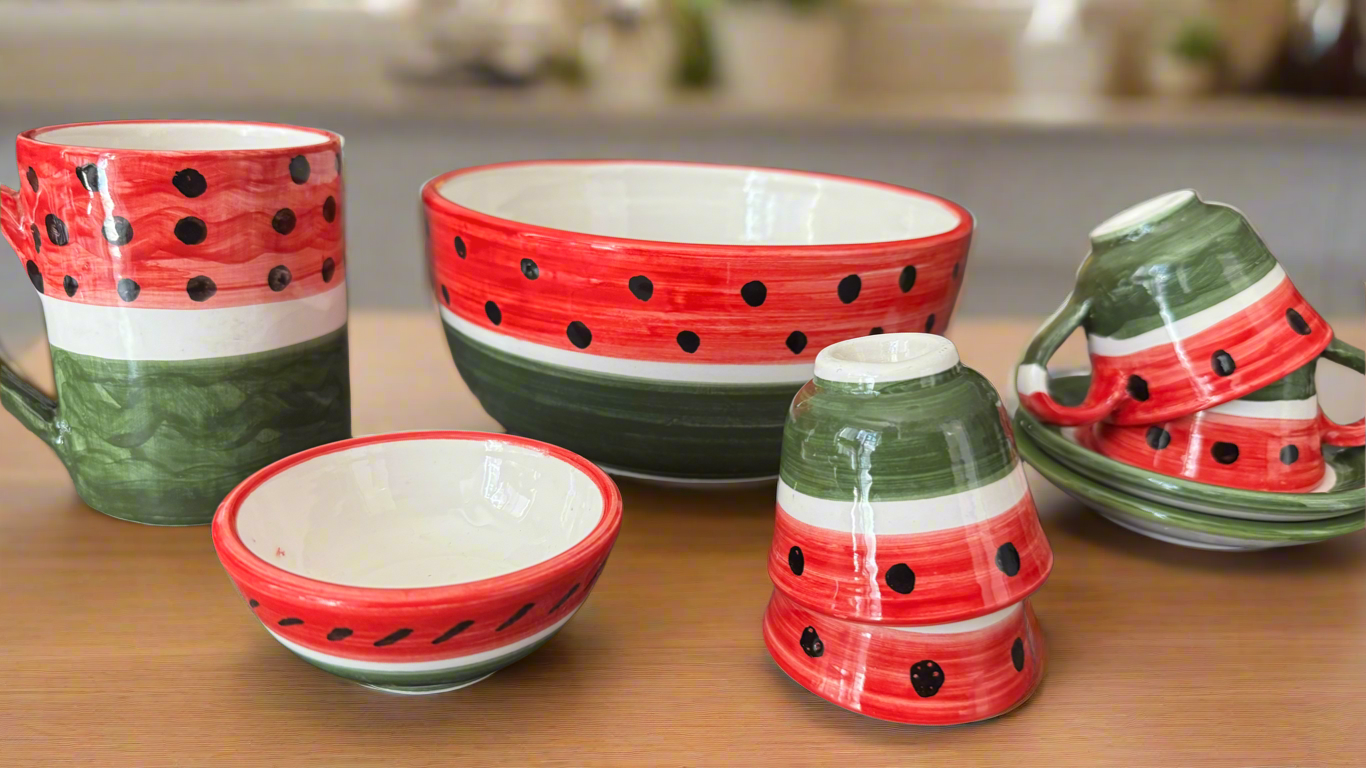 Handpainted Watermelon Mug - Made in Jordan by Palestinian Artisans