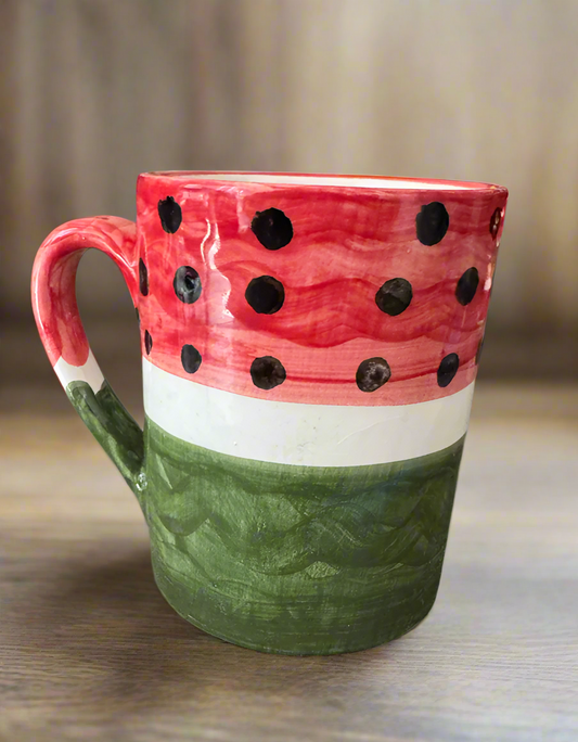 Handpainted Watermelon Mug - Made in Jordan by Palestinian Artisans