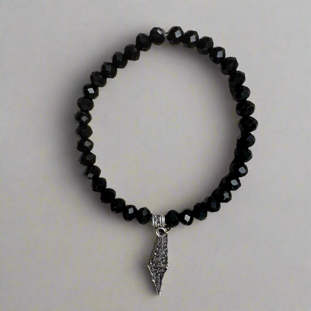 Beaded Bracelets | Watermelon & Palestine Map Charms – Black, White, Multicolor