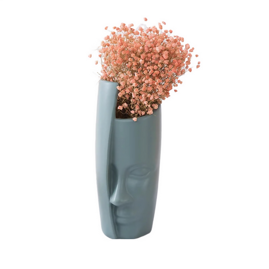 Anyhouz Flower Vase Large Half Face Nordic Plastic Pot Table Decor