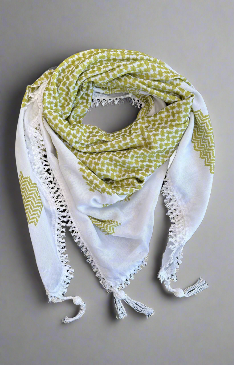 Bold Olive Kufiya (Keffiyeh) | Made in Jordan