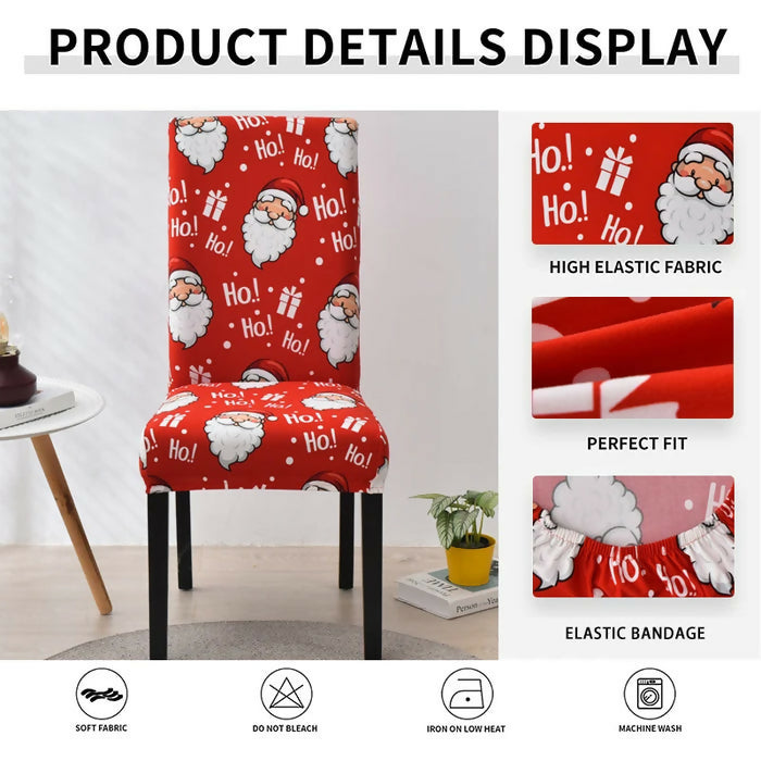 Anyhouz Chair Cover Red Christmas Bell Design Stretchable Dining Slipcover