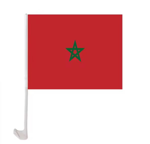Drapeau du Maroc en polyester de taille moyenne pour voiture 12"x18"(30x46cm)