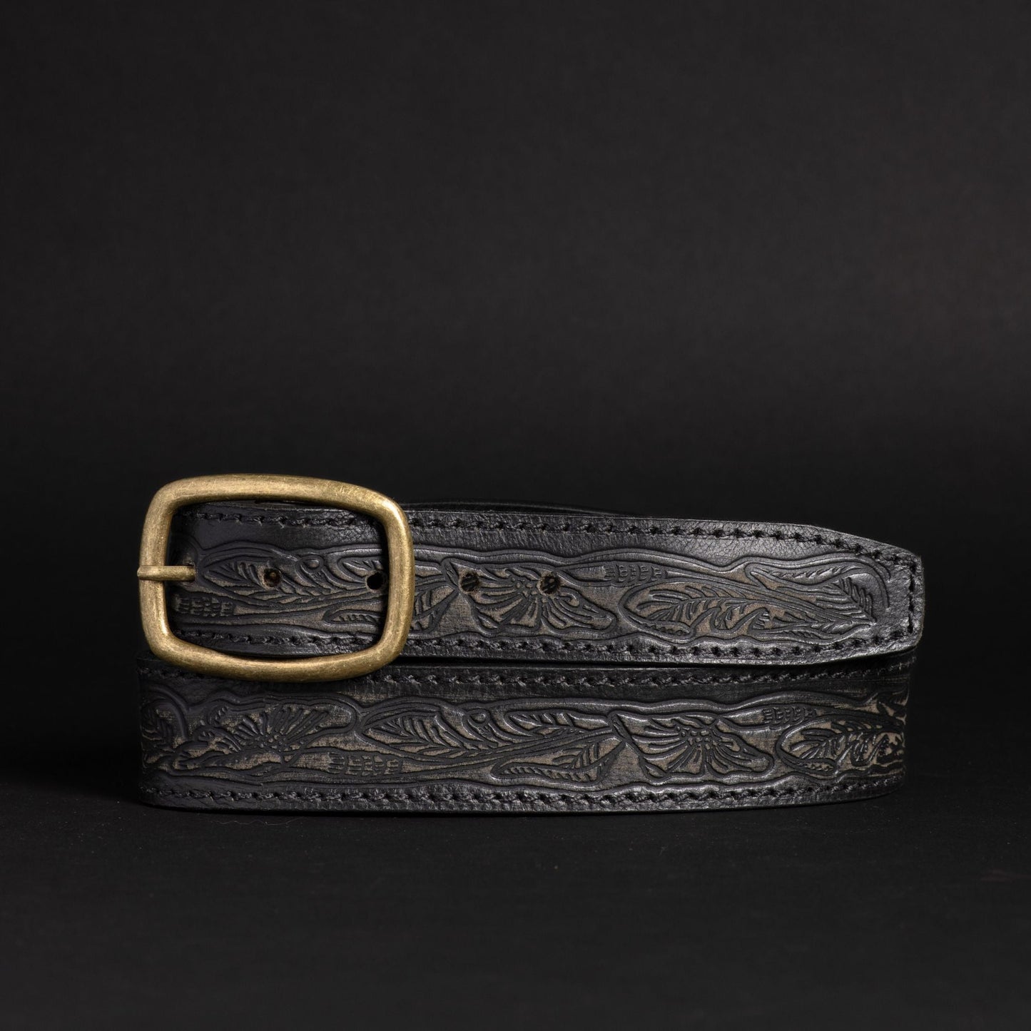 Dakota - Brown Western Leather Belt with Gold Buckle - Made in Canada