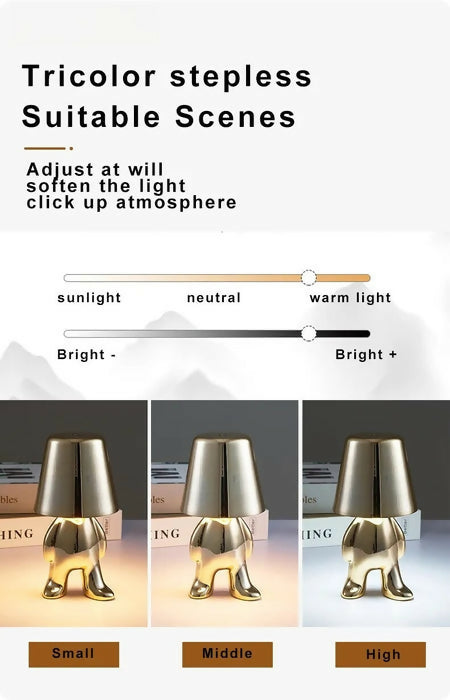 Anyhouz Hotel Lightning Lamp Rechargeable Gold Little Man