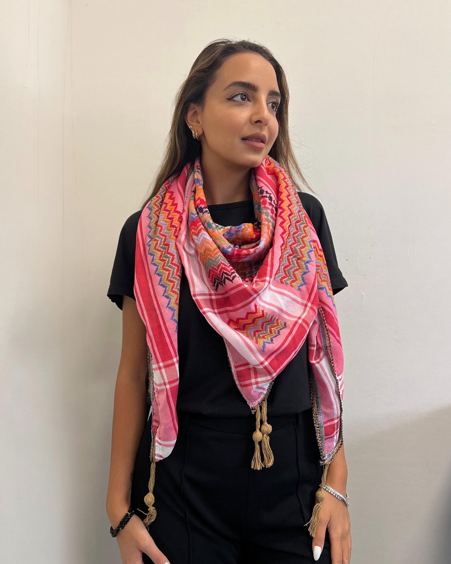 Vibrant Deep Pink Kufiya (Keffiyeh) | Made in Jordan