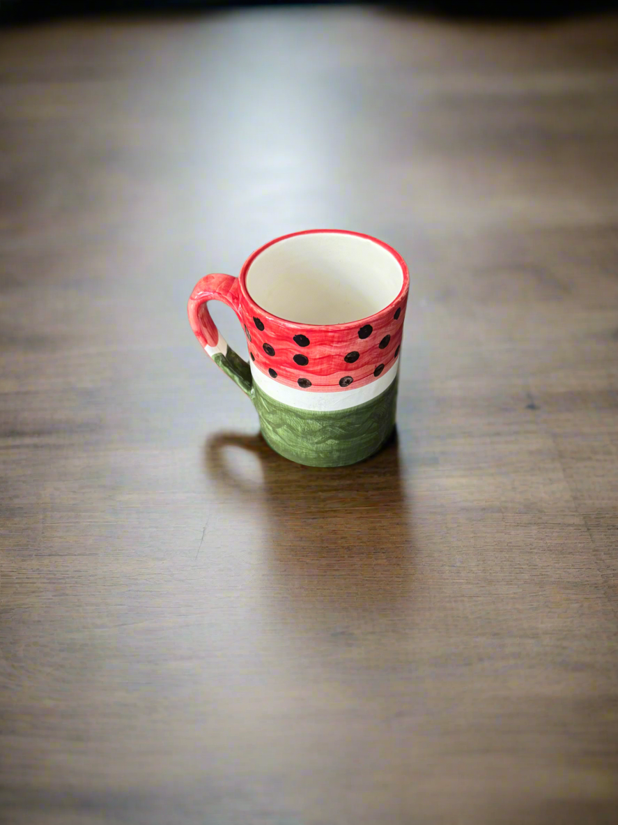 Handpainted Watermelon Mug - Made in Jordan by Palestinian Artisans