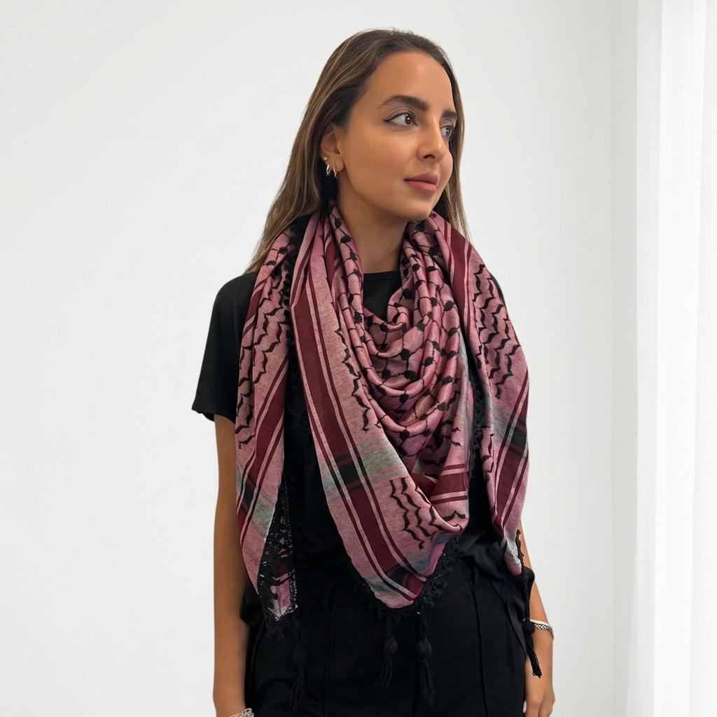Échos Kufiya – Marron Foncé · Noir