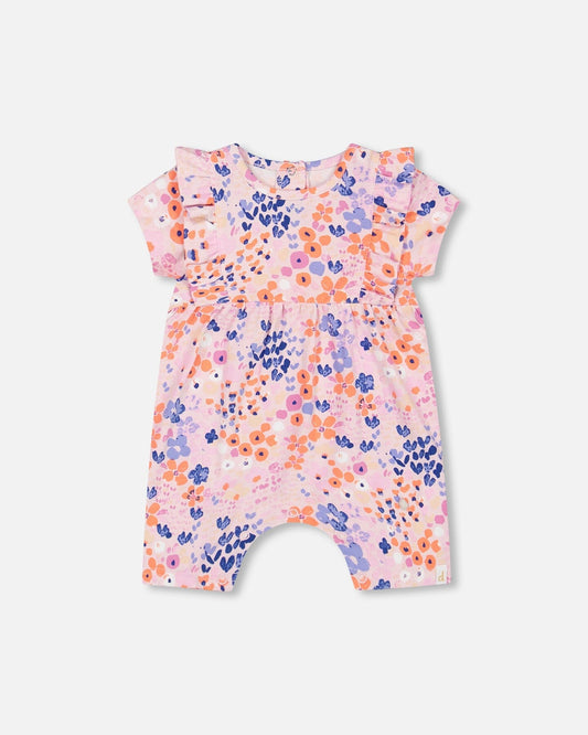 Organic Cotton Romper Lavender Printed Fields Flowers