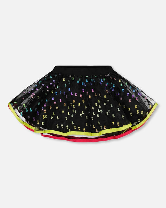 Printed Mesh Skirt Multicolor