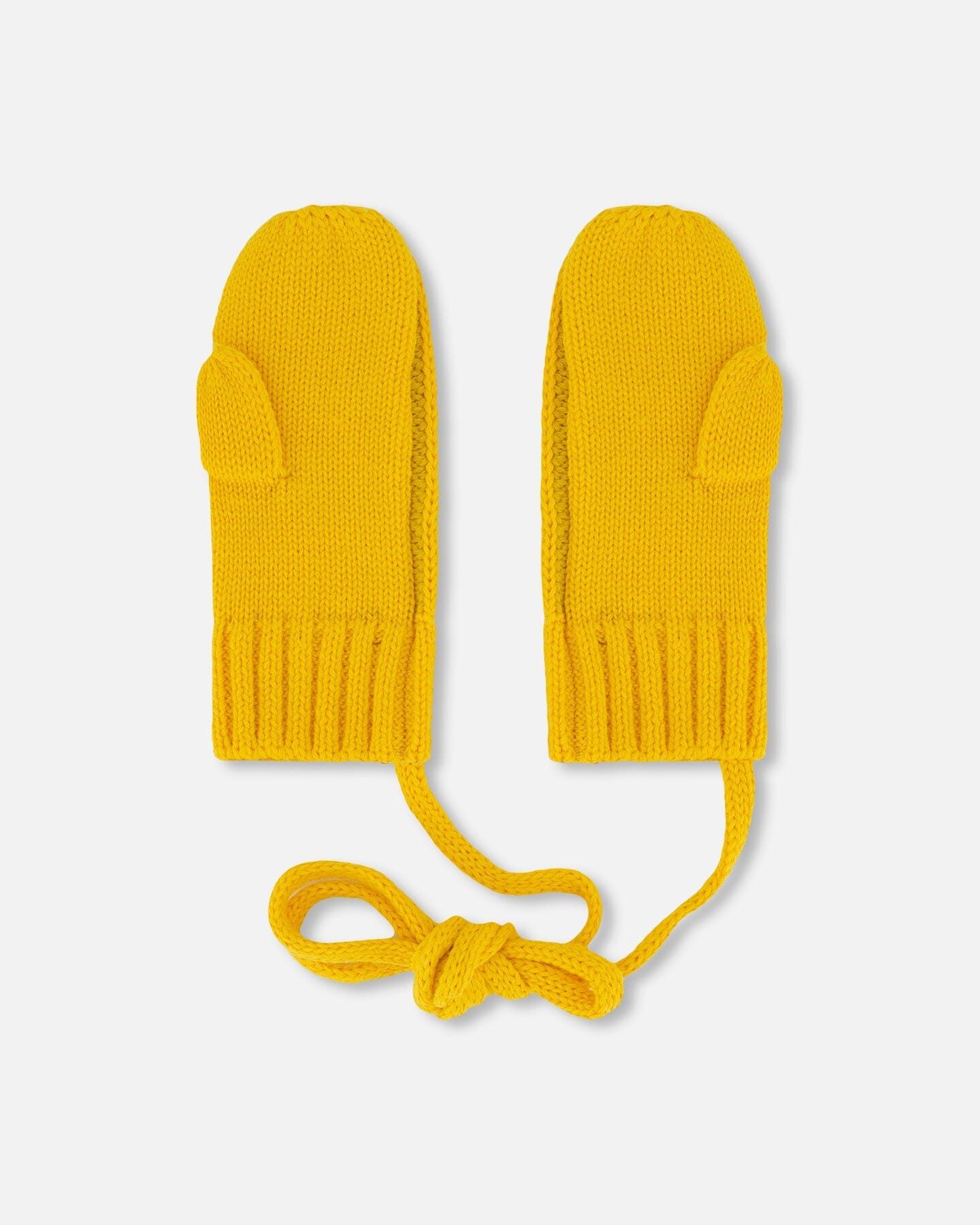 Knit Mittens With Cord Yellow