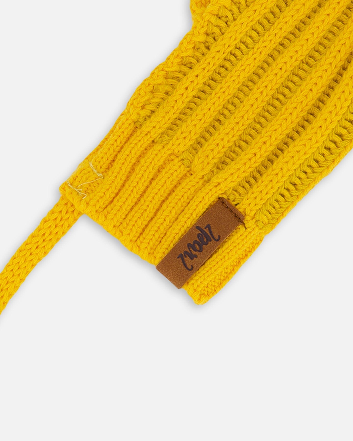 Knit Mittens With Cord Yellow
