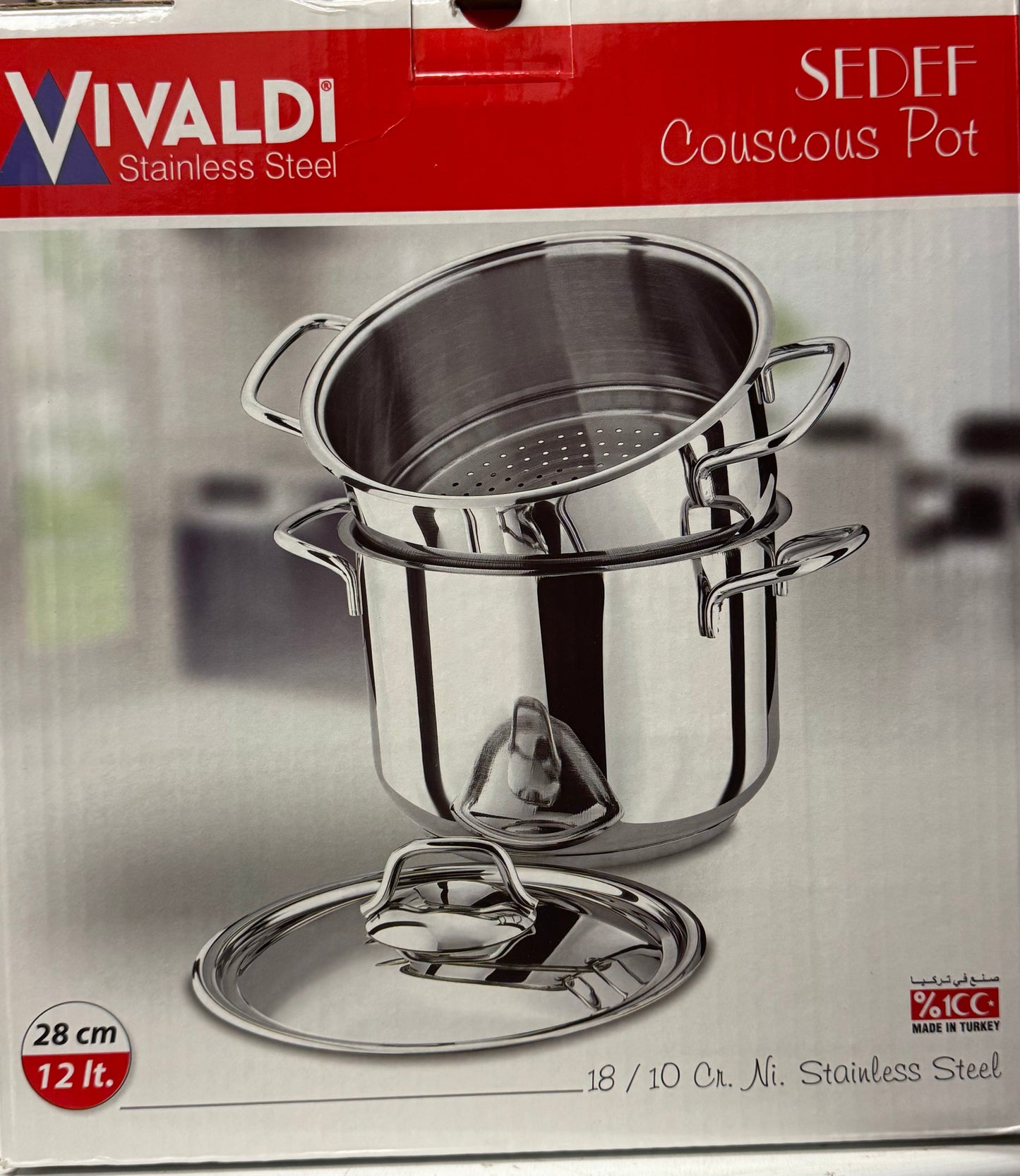 VIVALDI Couscousier Pot Stainless Steel Steamer 12L