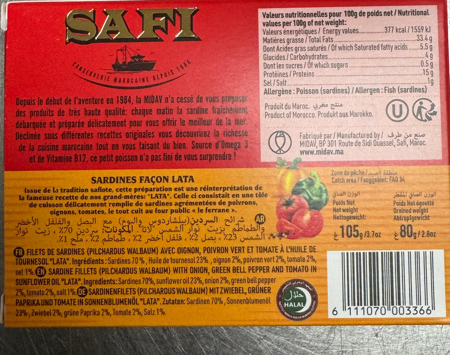 Safi Filets Sardine Style Lata 105g