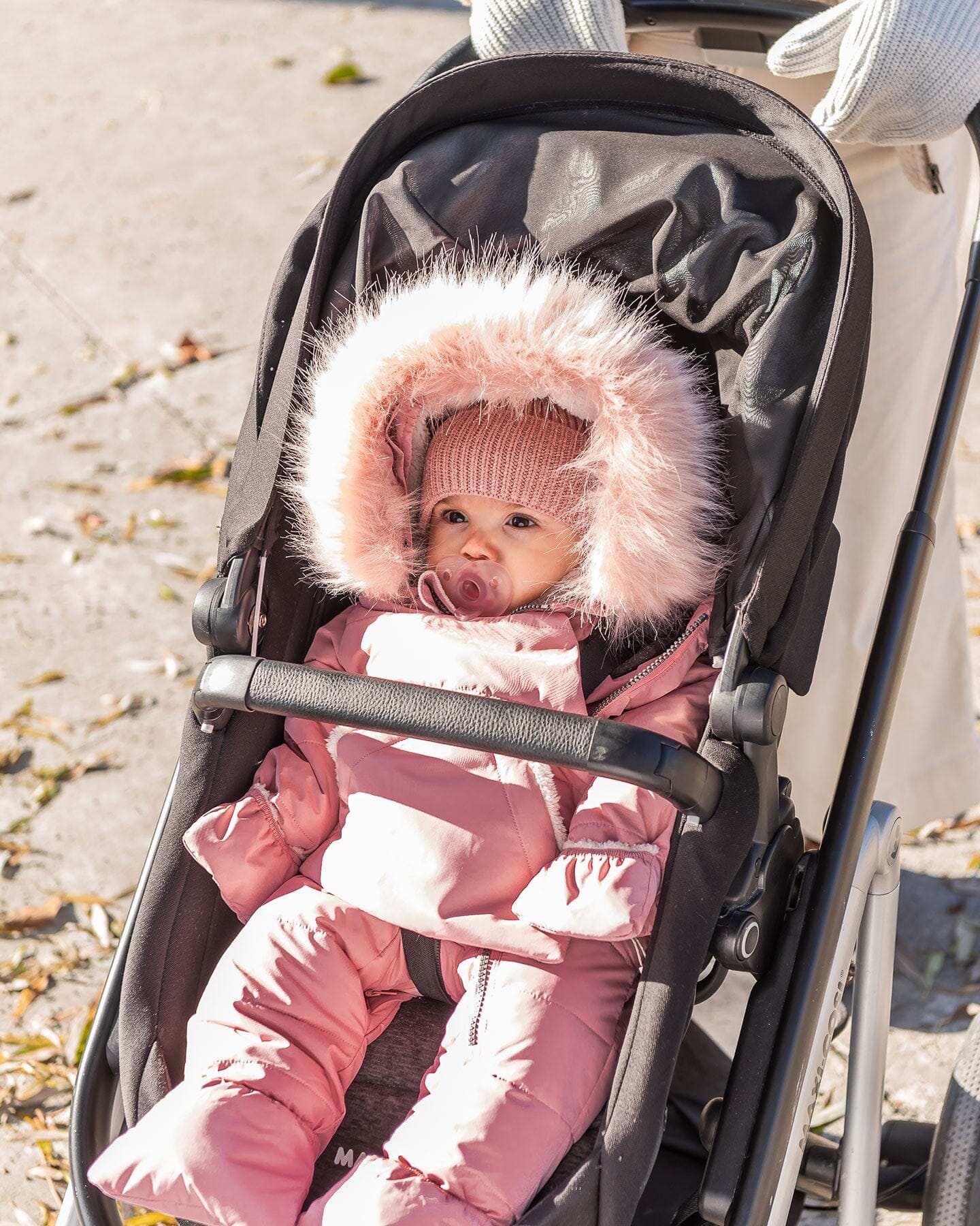 One-Piece Baby Snug Snowsuit Designed For Car Seat Pink
