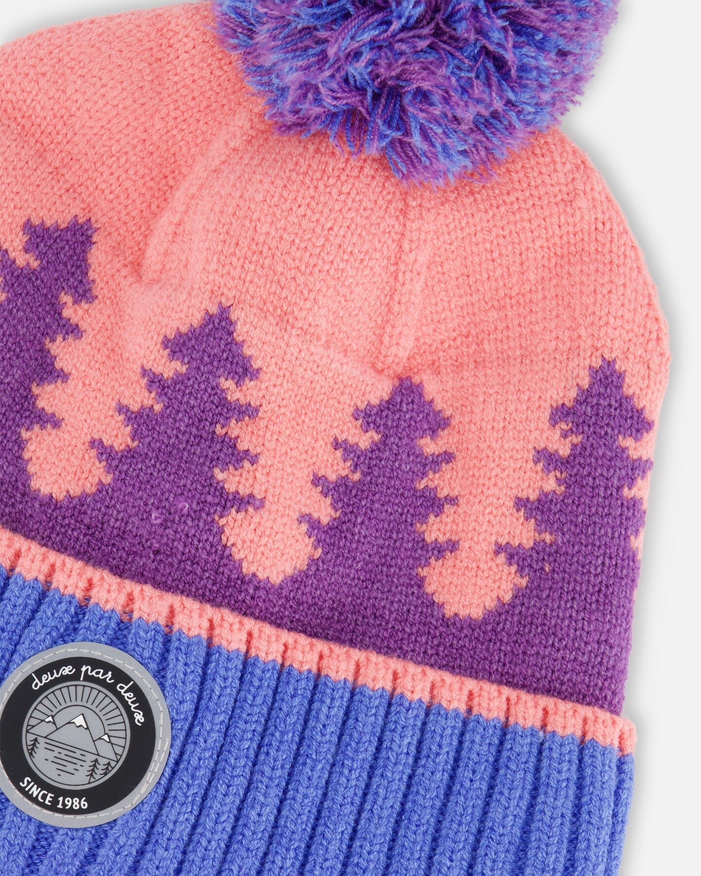 Knit Hat Mauve Pine And Blue