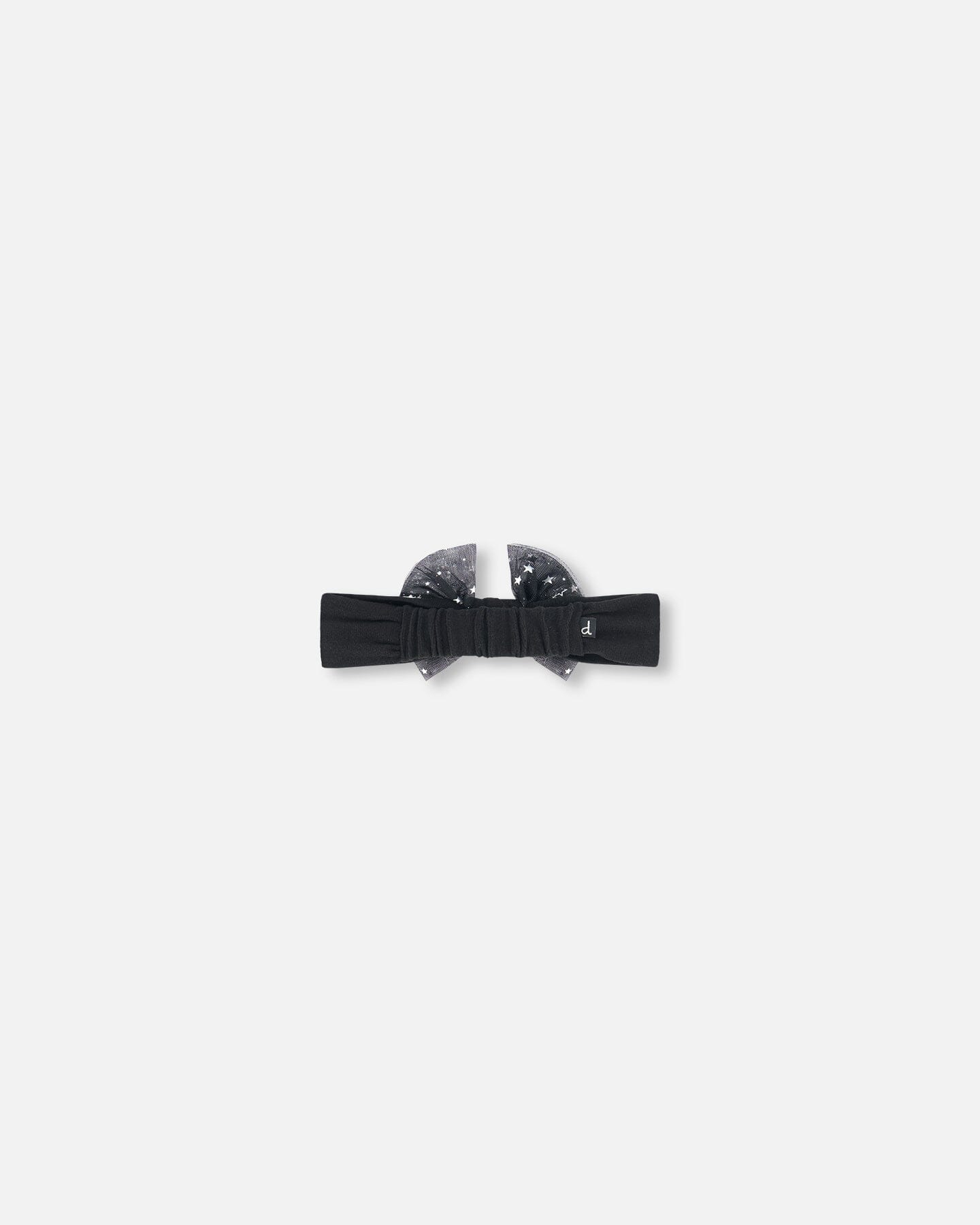 Headband With Glittering Tulle Bow Black