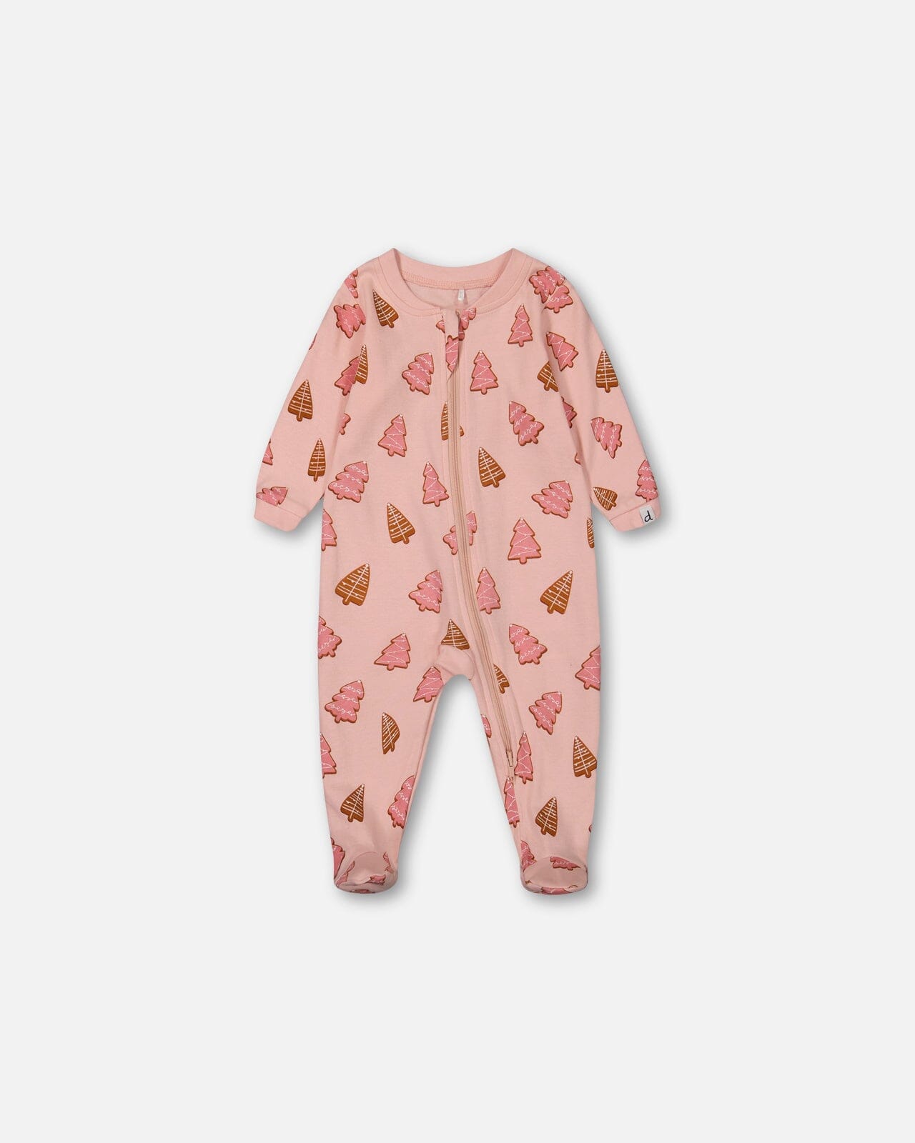 Organic Cotton One Piece Pajama Pink Christmas Cookies