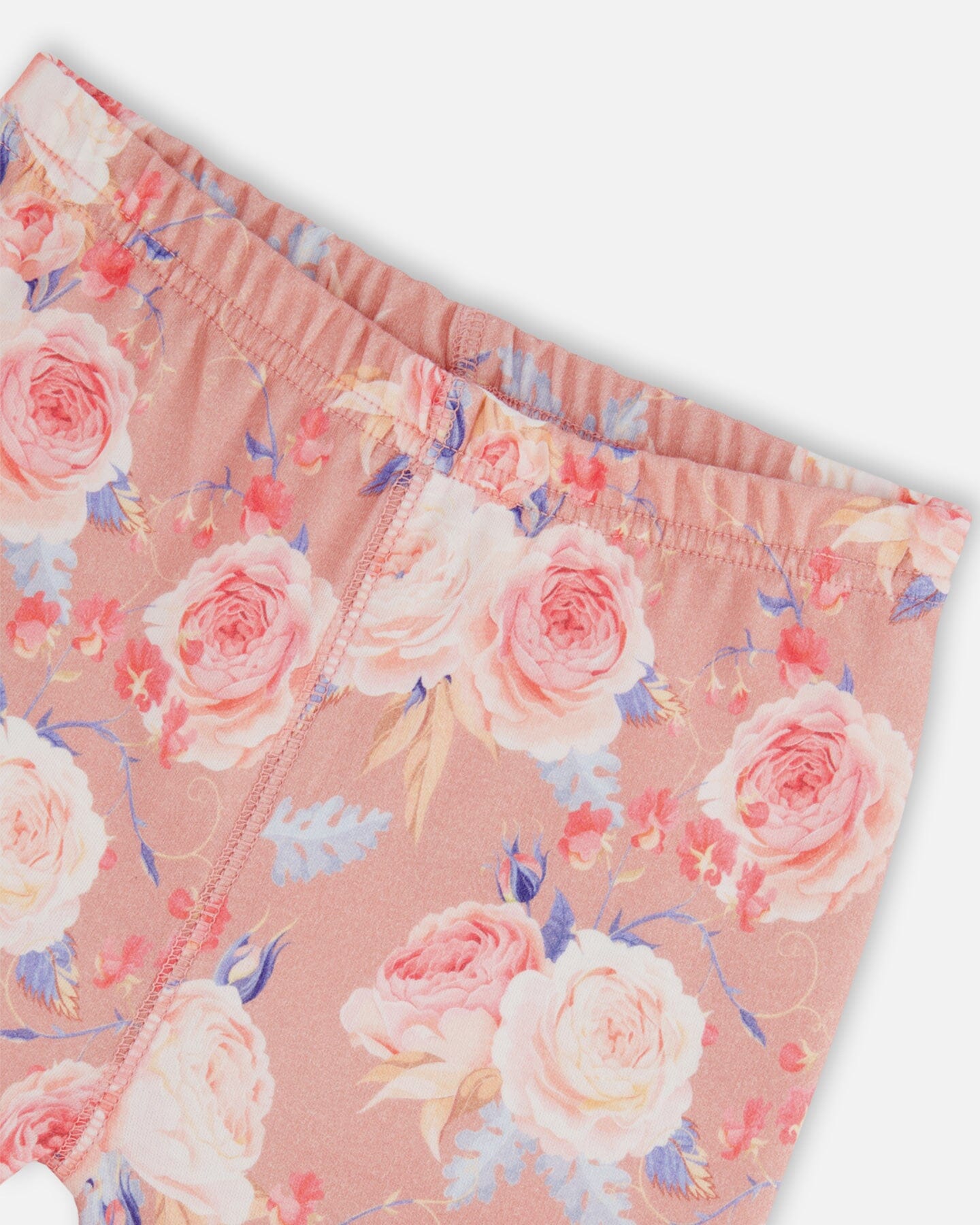 Organic Cotton Two Piece Pajama Set Old Pink Printed Roses