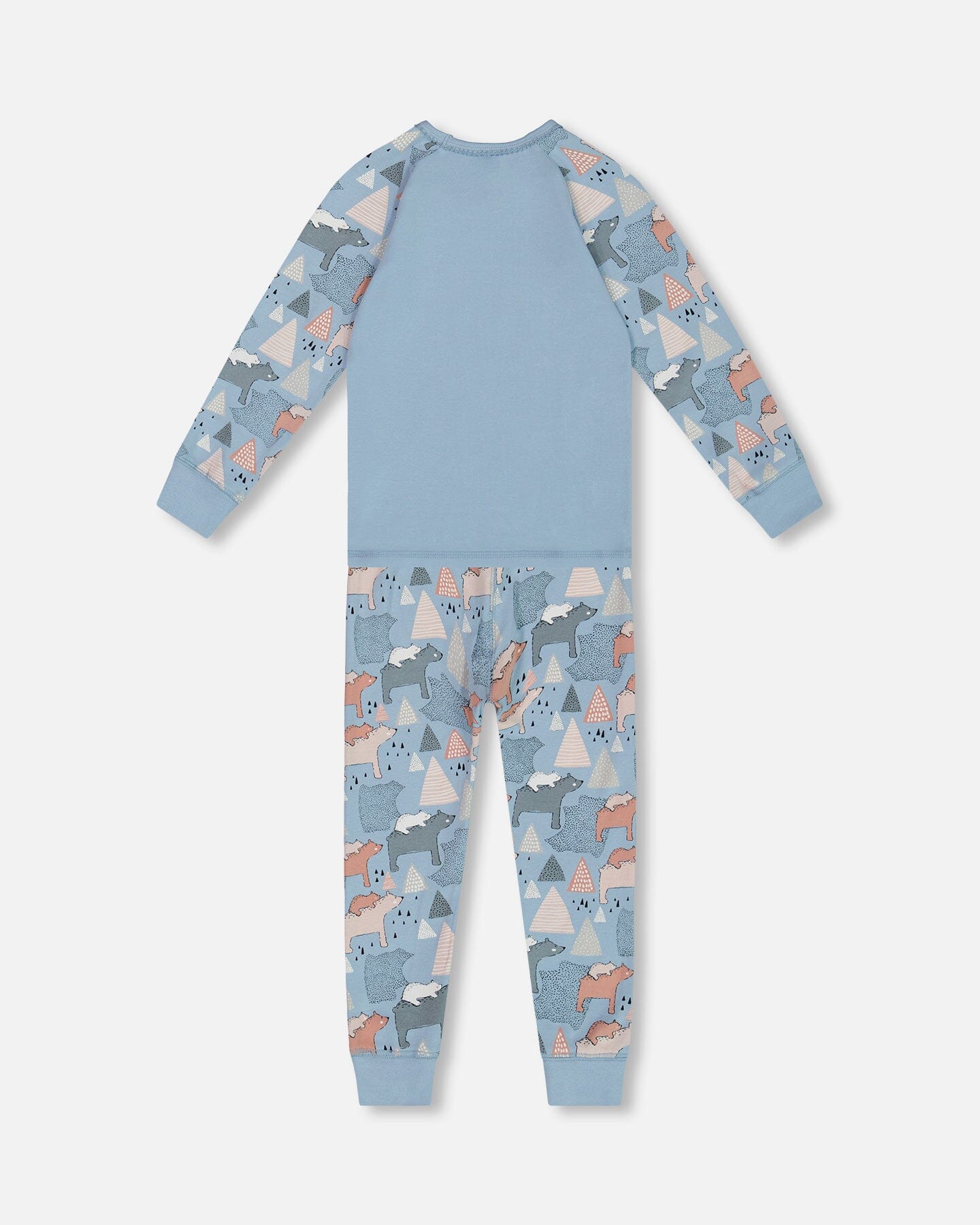 Organic Cotton Two Piece Pajama Set Air Blue Printed Mama Bears