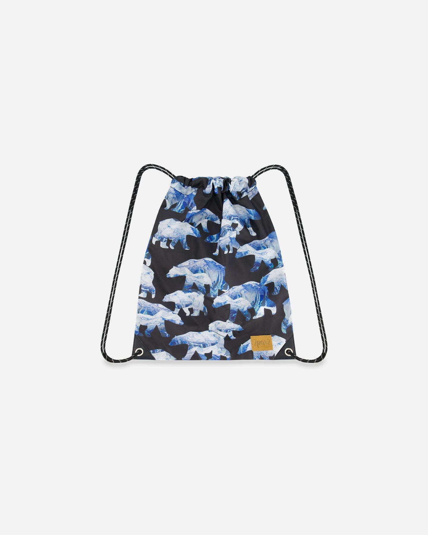 Drawstring Bag Black Printed Polar Bears