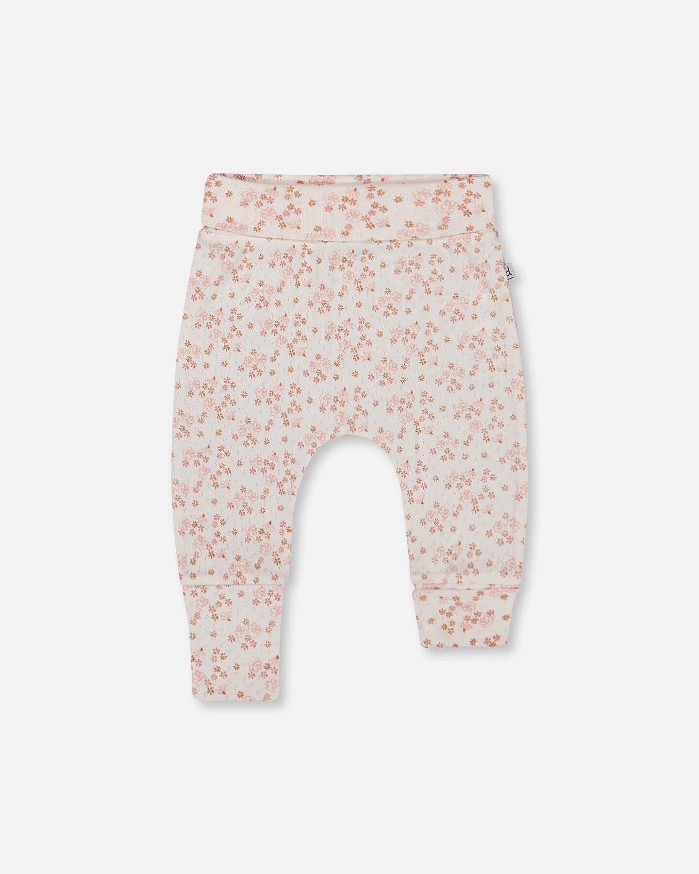 Organic Cotton Pointelle Evolutive Pant Printed Pink And White Flowers