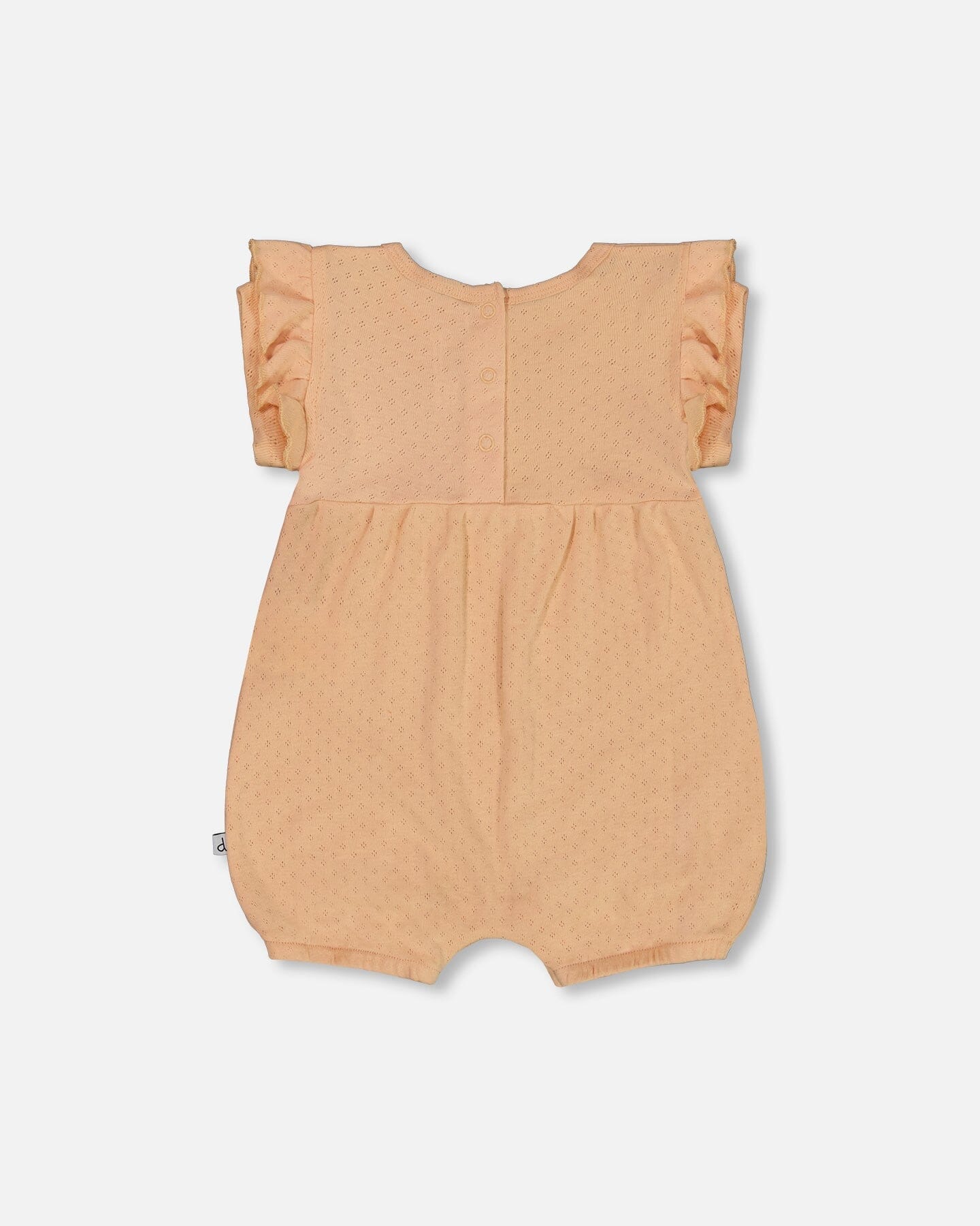 Organic Cotton Pointelle Romper With Frills Beige