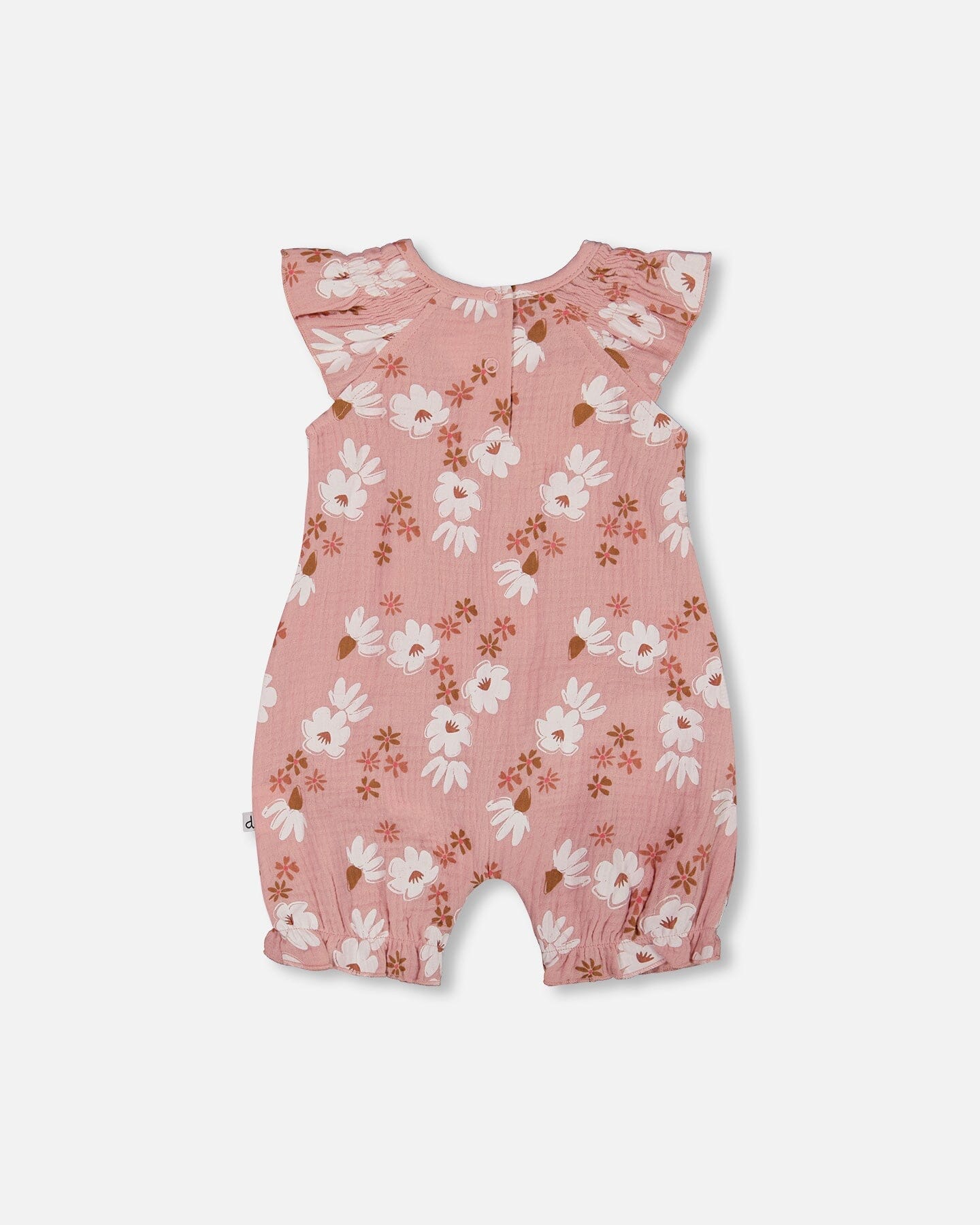 Printed Muslin Romper Pink And White Flowers