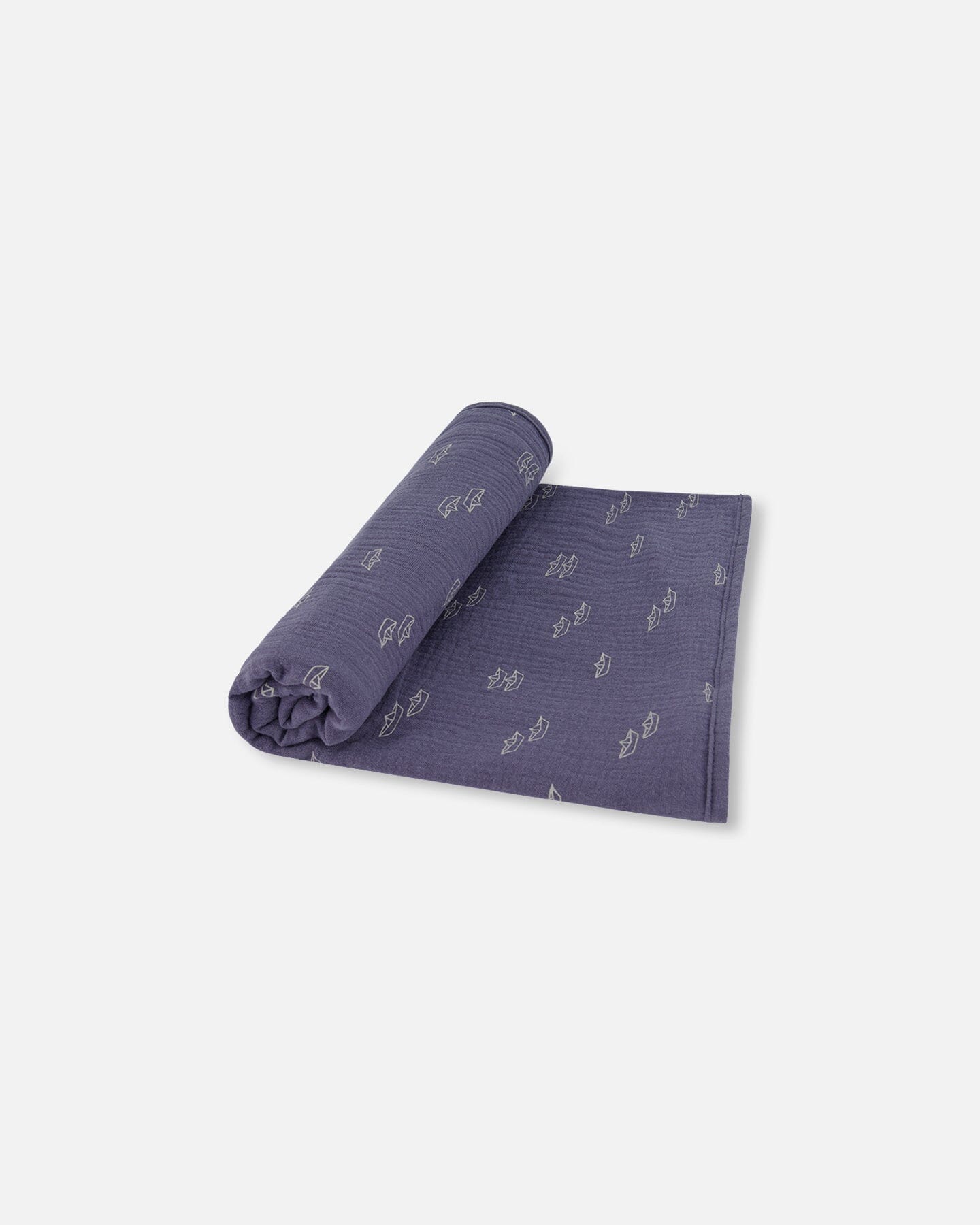 Printed Muslin Blanket Navy Blue Paper Boats