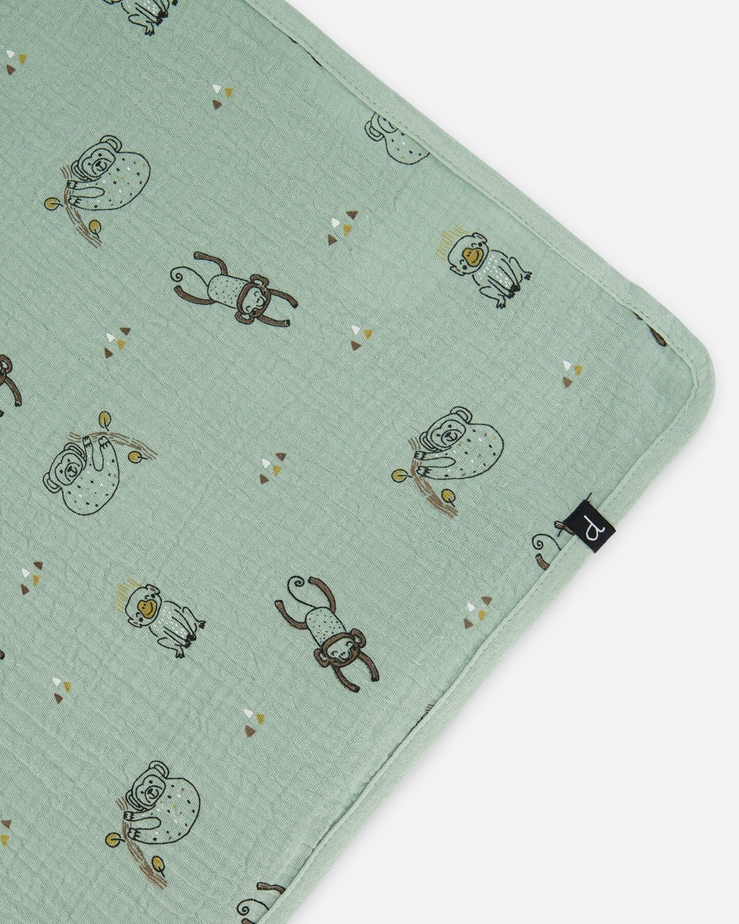 Printed Muslin Blanket Sage Monkey