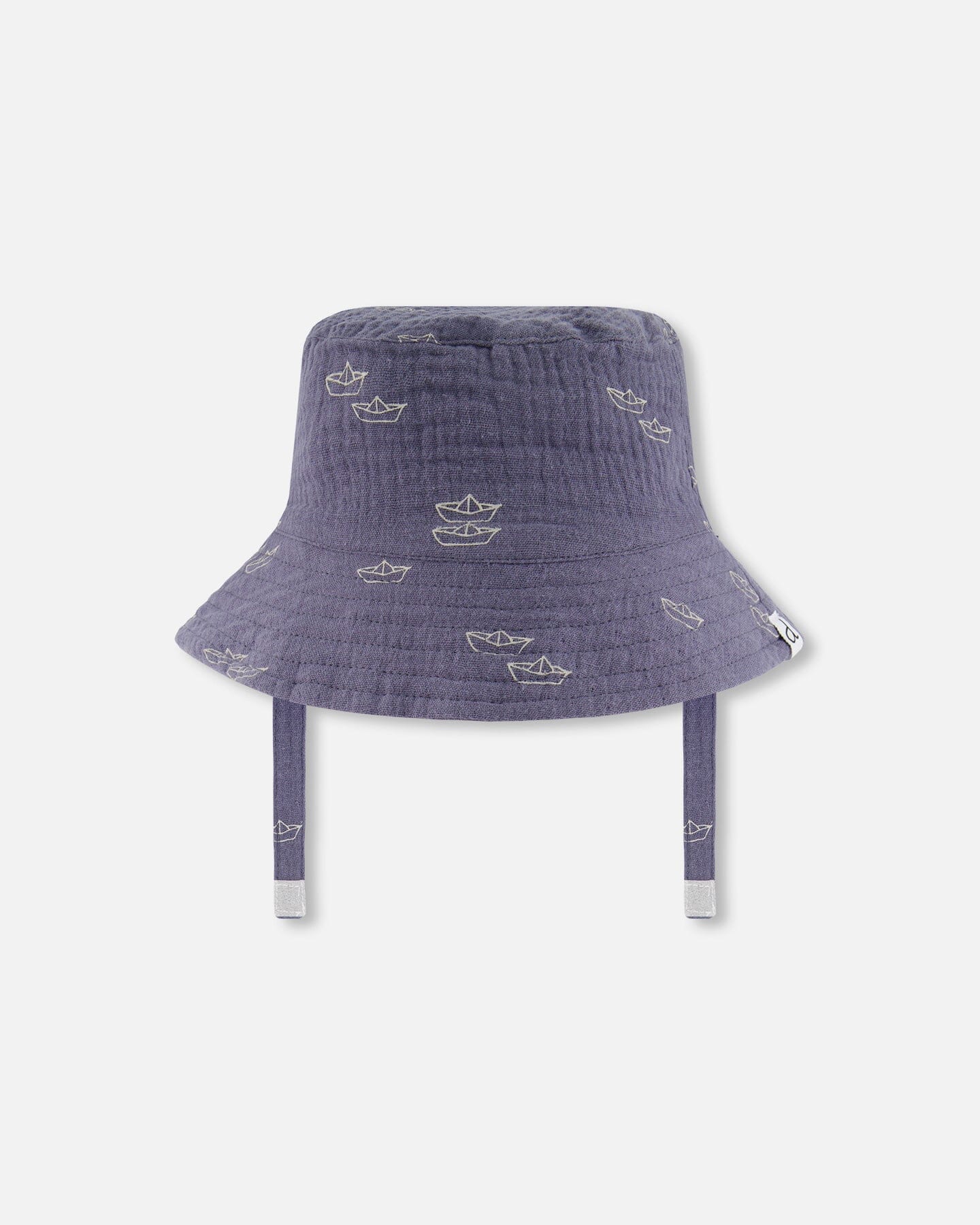 Printed Muslin Bucket Hat Navy Blue Paper Boats