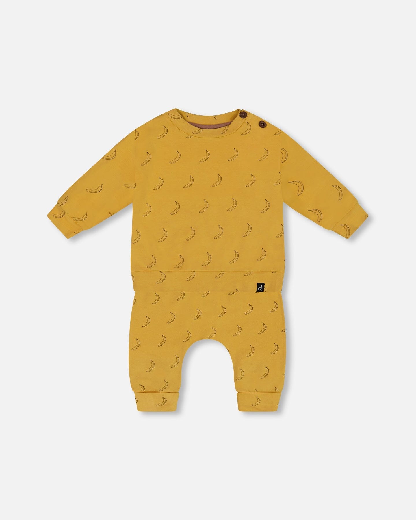 Printed Organic Cotton Top And Pant Set Yellow Bananas