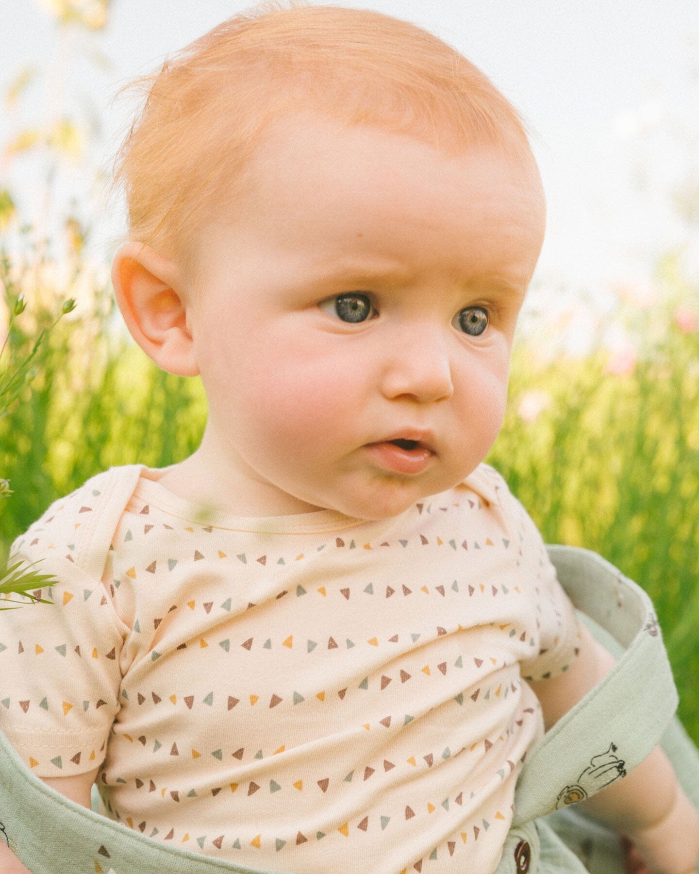 Printed Muslin Shortall And Organic Cotton Onesie Set Sage Monkey And Off-White