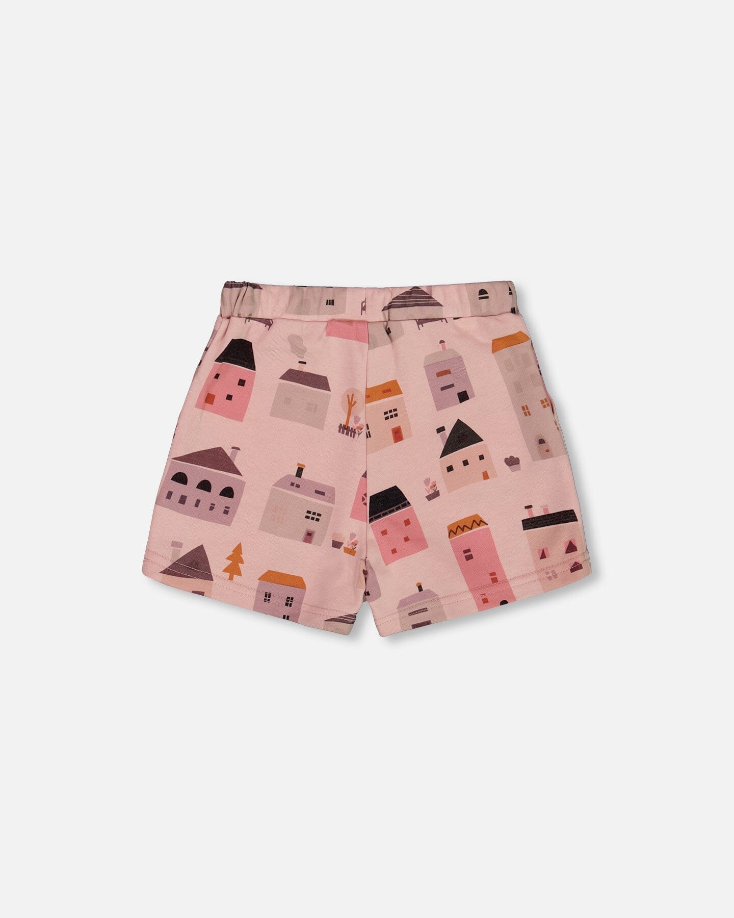 Printed French Terry Short Pink And Coral Houses