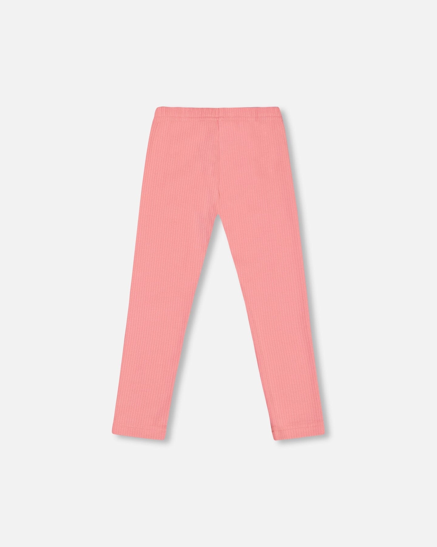 Flat Back Rib Leggings Coral Pink