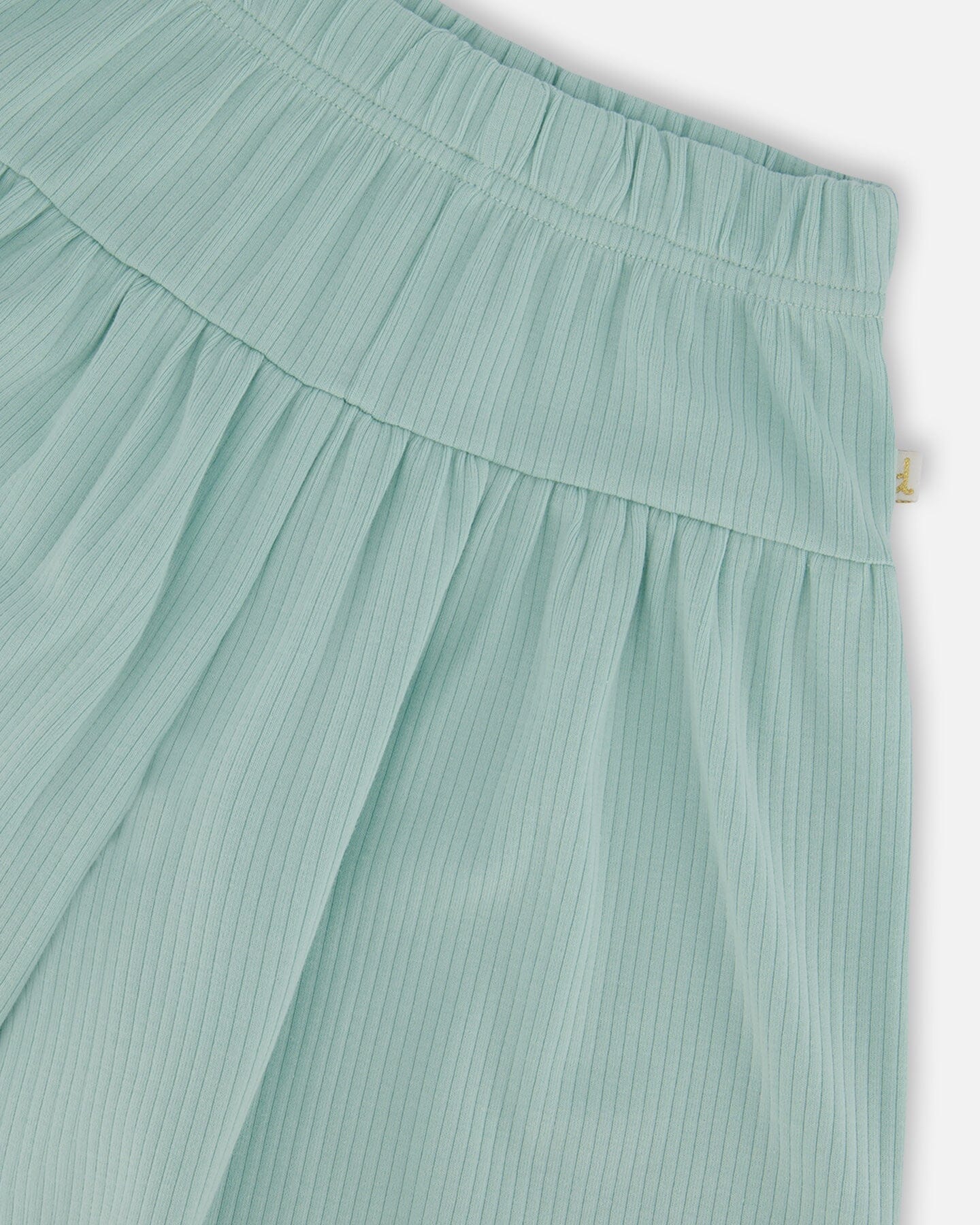 Flat Back Rib Capri With Embroidery Pale Teal