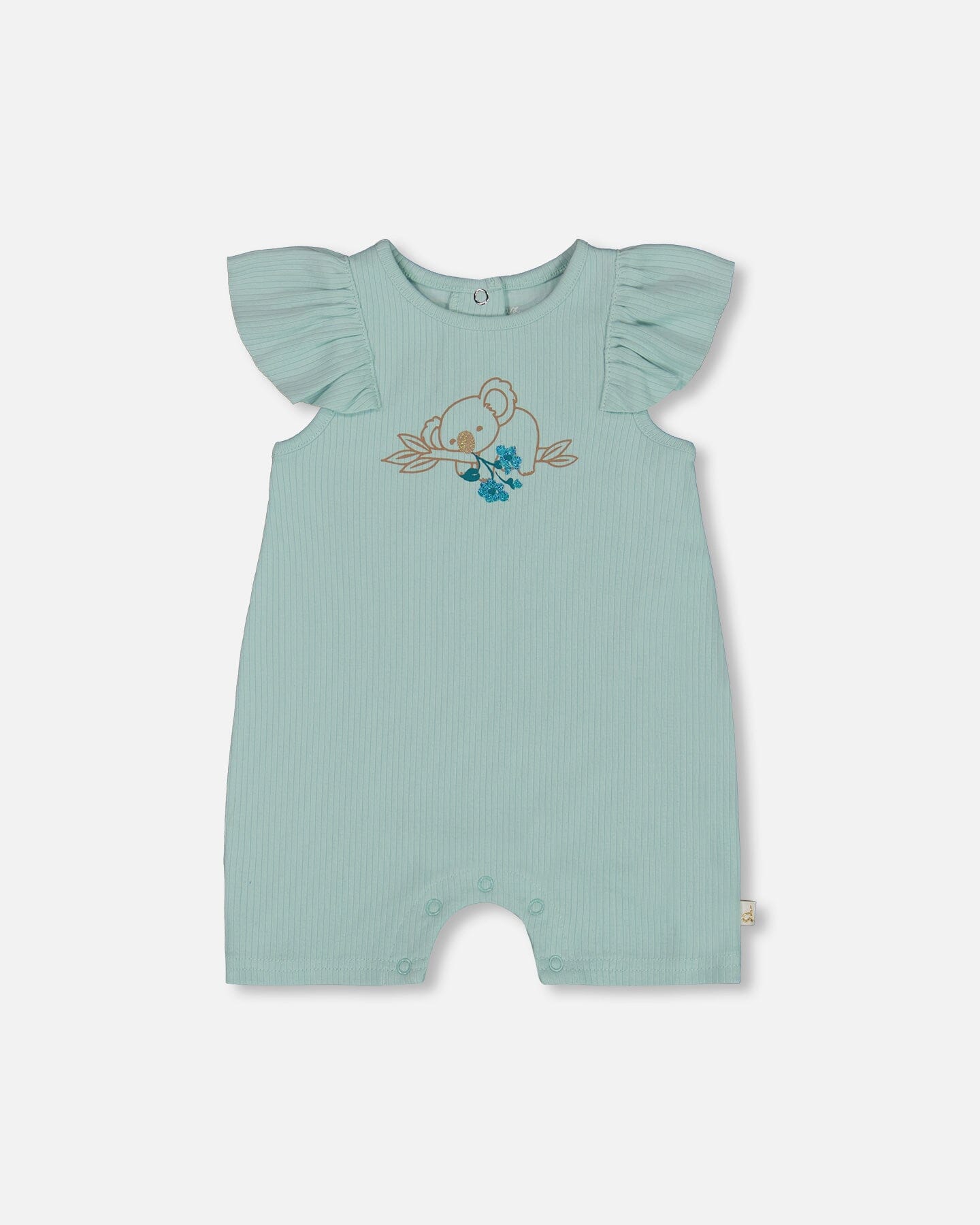 Organic Cotton Romper With Frills Light Blue