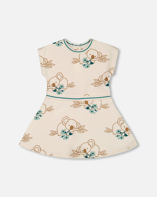 Printed French Terry Dress Off-White And Koala