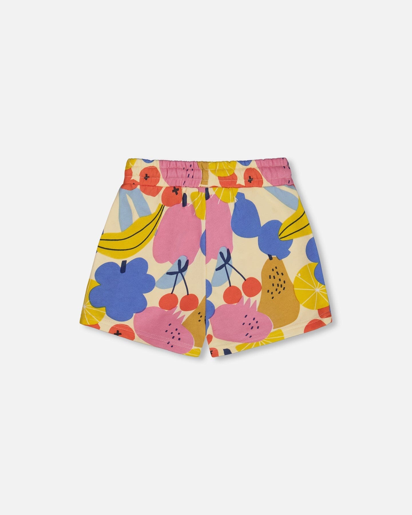 Printed French Terry Short Fruits On Yellow Background