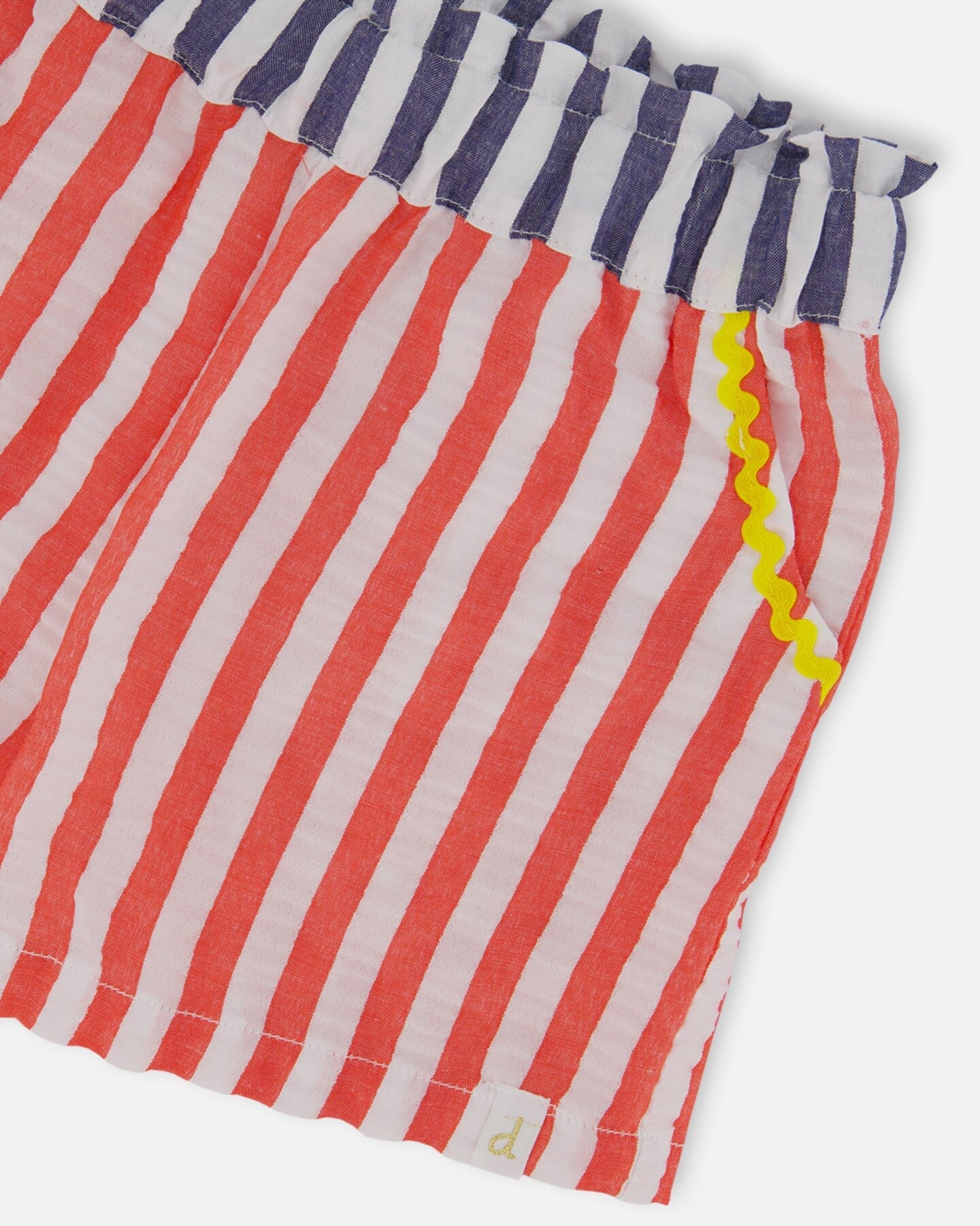 Seersucker Short Red, White, And Black