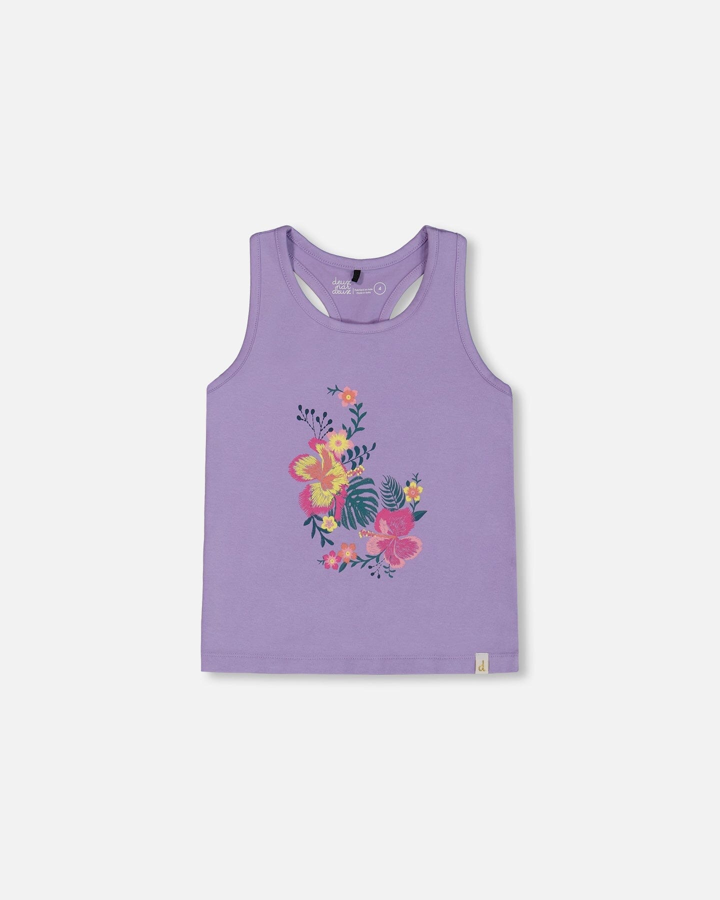Organic Cotton Racerback Tank Top Floral Mauve