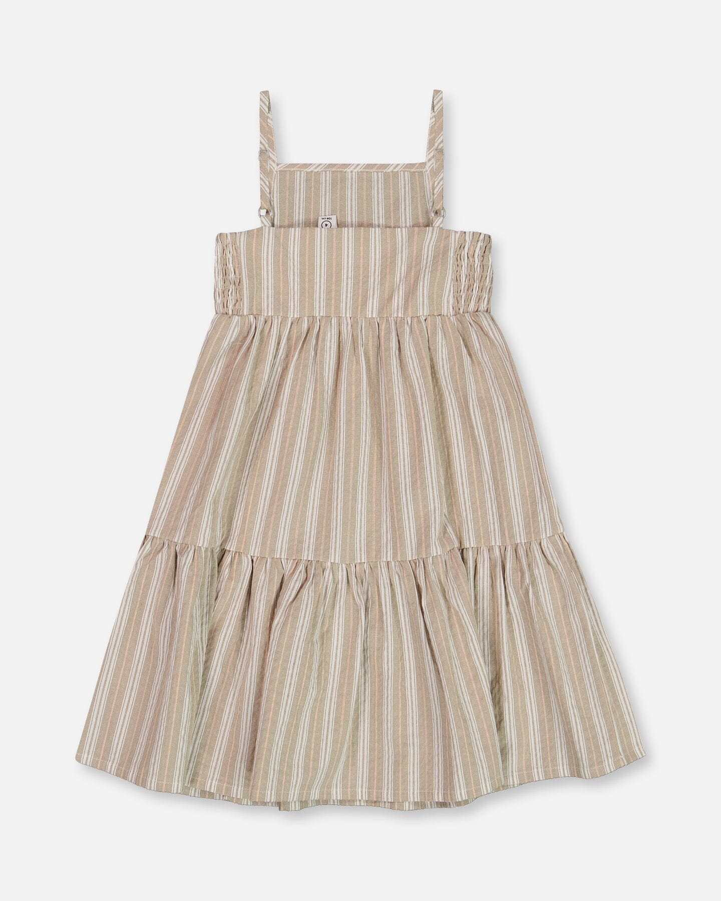 Sleeveless Cotton Dress White And Sage Striped