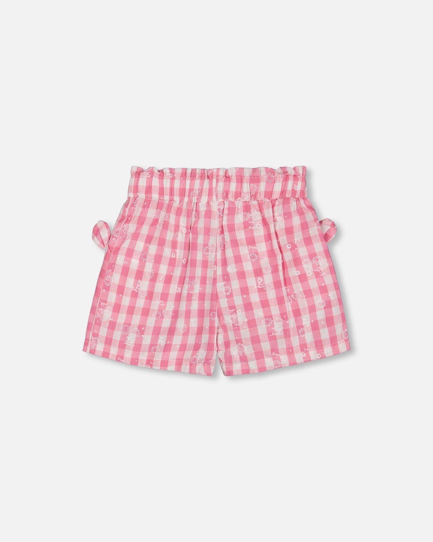 Smocked Waist Short With Knots Pink And White Checks