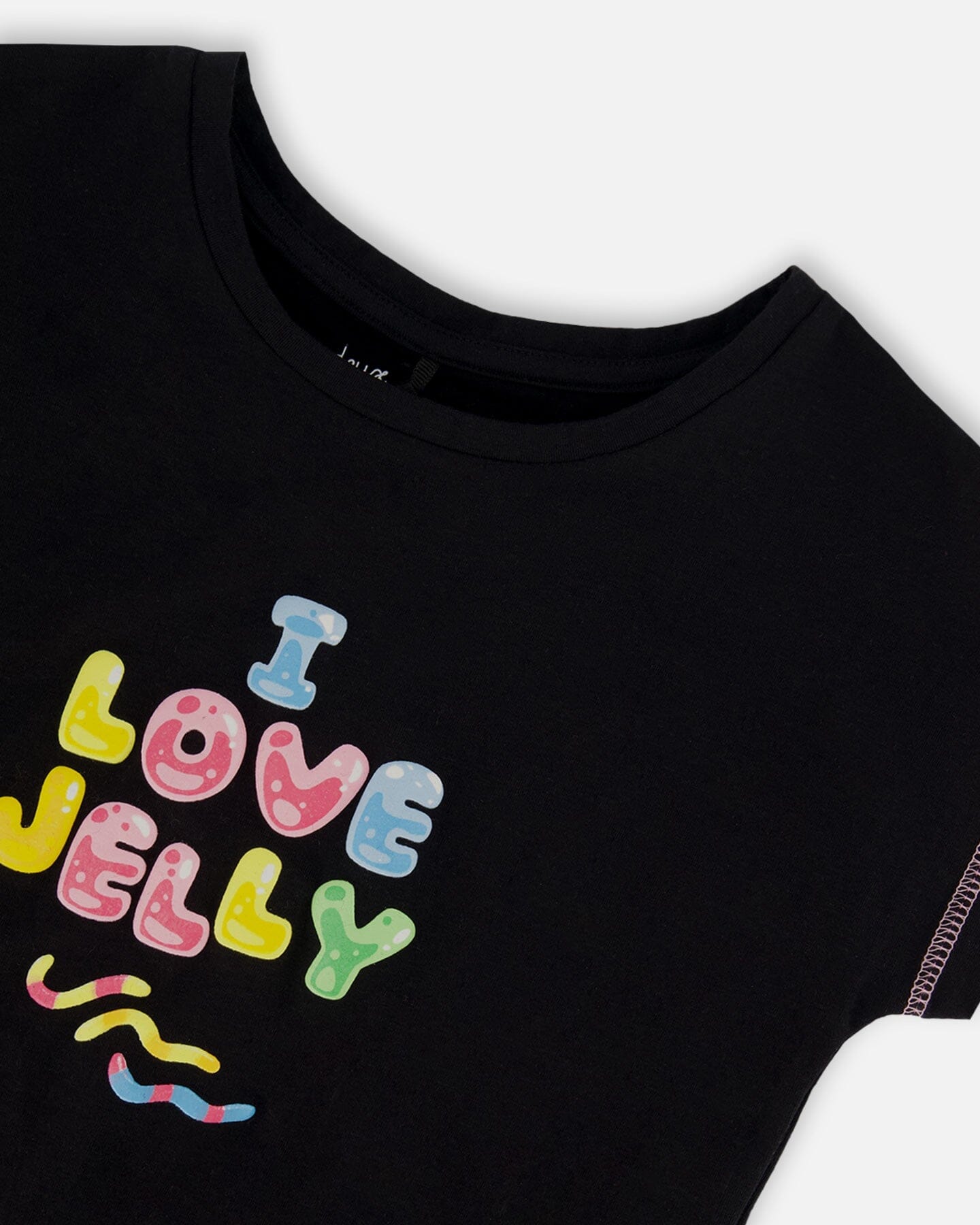 Organic Cotton Tee With Print And Knot Black And Multicolored