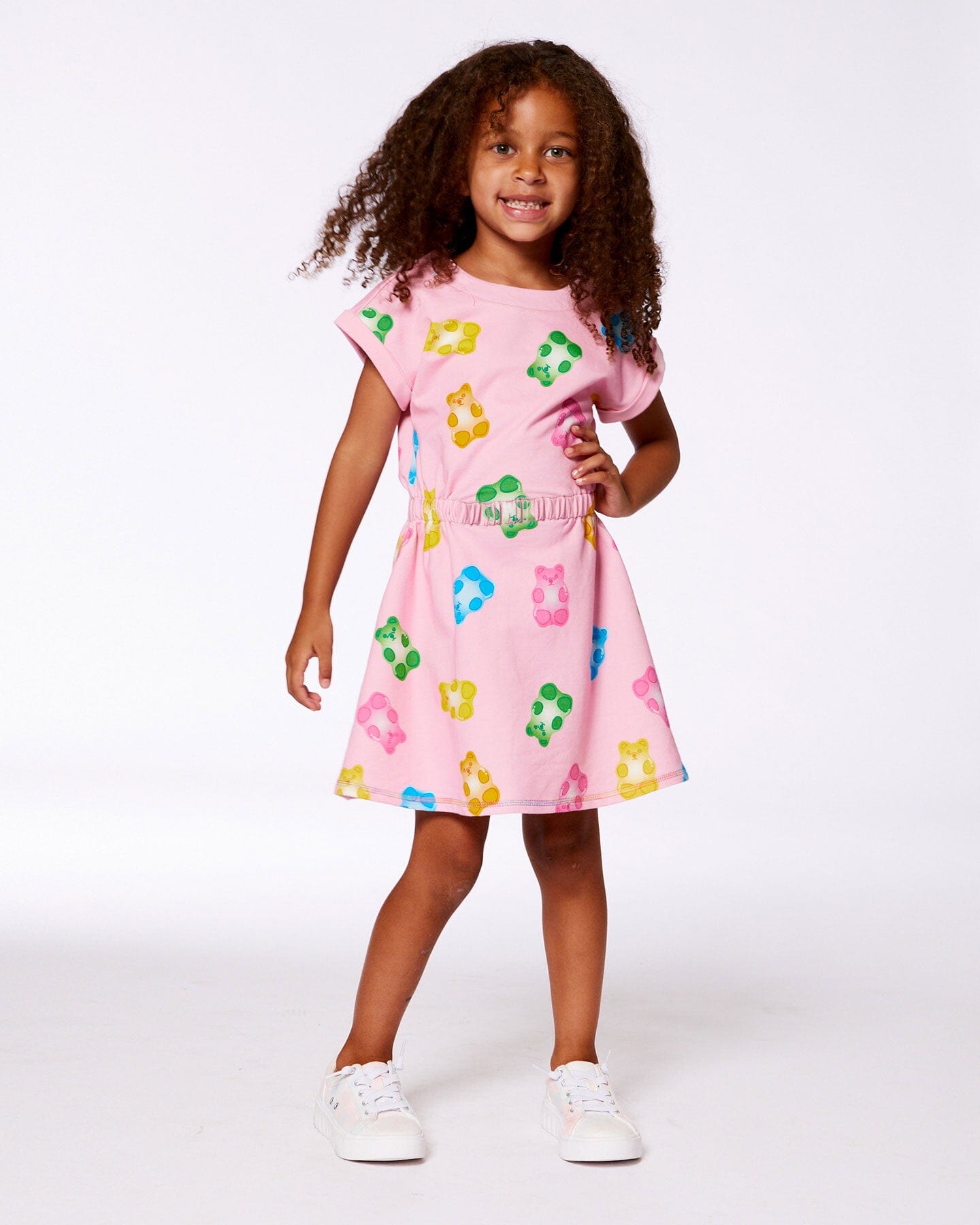 Printed French Terry Dress Pink Multicolored Gummies